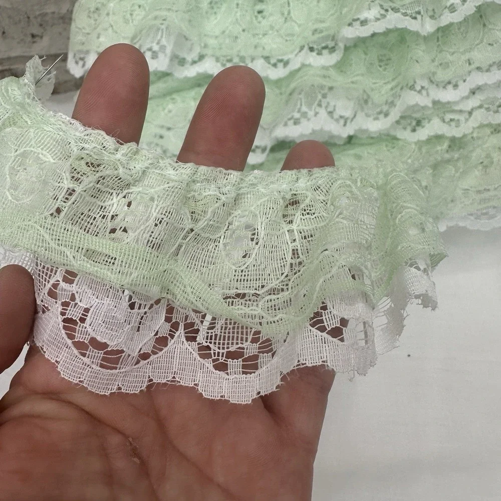 Lot 3 Vintage Lace Trim Eyelet Ruffle Sewing Craft Bulk Double Layer 30-40 Yards